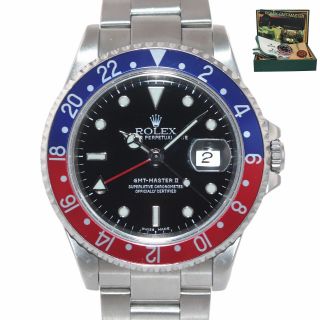 2000 Rolex Gmt - Master Ii Pepsi Steel Blue Red 16710 Watch Watch Box