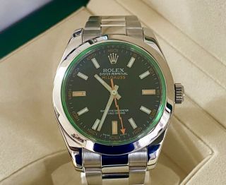 Rolex Milgauss 116400gv Green Crystal Black Dial - “v” Series - C.  2008 - W/box - -