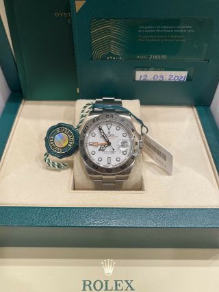 Rolex Explorer Ii 216570 Polar White Dial March 2021 Box,  Papers