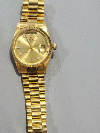 Mens Rolex Solid 18k Gold Day - Date President Watch Factory Diamond Dial 18238