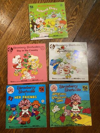 5 Vintage Strawberry Shortcake Books And Records 1980 