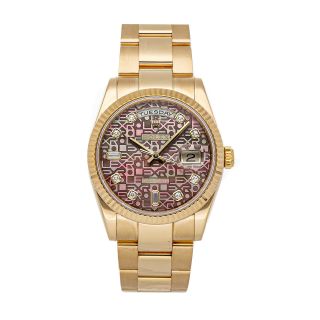 Rolex Day - Date Auto 36mm Gold Diamonds Mens Oyster Bracelet Watch 118238