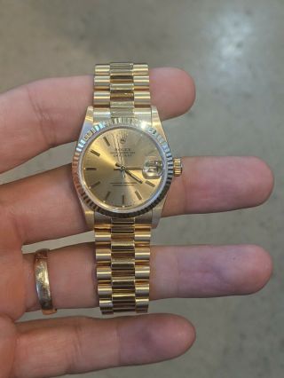 Rolex Datejust 31mm 68278 Yellow Gold With Champagne Index Dial Bracelet Watch