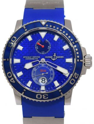 Ulysse Nardin Maxi Marine Diver 18k Wg Mens Blue Dial Limt.  Watch B/p 260 - 32 - 3a