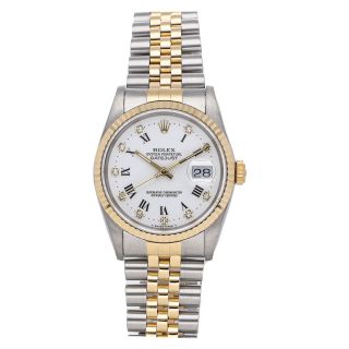 Rolex Datejust Auto Steel Gold Diamonds Mens Jubilee Bracelet Watch 16233
