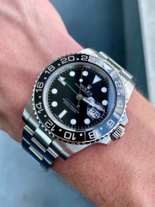 Discontinued Rolex Gmt - Master Ii 40mm 116710 Black Dial Bezel W/ Box & Papers