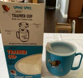 Vintage Blue Tommee Tippee Training Sippy Cup With Weighted Base