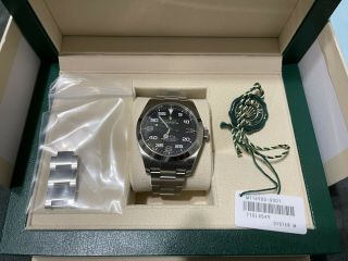 2020 Papers Rolex Air - King 116900 Green Arabic 40mm Steel Watch Box
