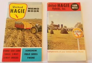 2 Vintage United - Hagie Hybrids Seed Corn Farm Note Book From Des Monies,  Iowa