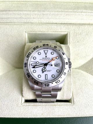 Rolex Explorer Ii Gmt Stainless Steel White Dial Automatic 216570