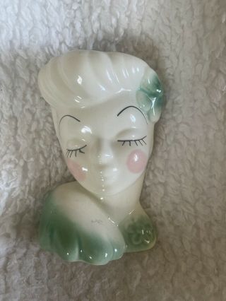 Vintage Glamour Girl Wall Pocket Head Vase