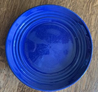3 Vintage Bauer Pottery Ring Ware Cobalt Blue Plates 9 1/2 