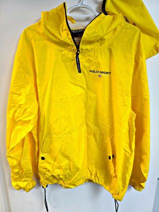 Vintage Ralph Lauren Polo Sport Rain Coat Fisherman Trench Jacket Medium Yellow