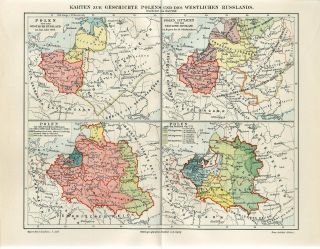 1895 History Of West Russia Poland Lithuania Ukraine Belarus Antique Map
