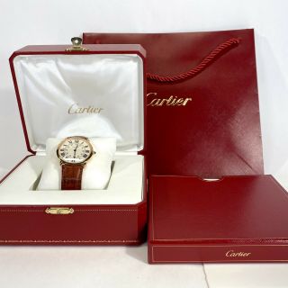 Cartier Ronde Louis Cartier 18k Rose Gold 36mm Leather Men 