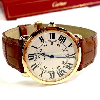 Cartier Ronde Louis Cartier 18k Rose Gold 36mm Leather Men ' s Watch w/ Box & Bag 3