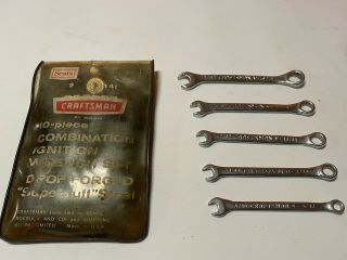 Vintage Craftsman 5 - Piece Combination Ignition Wrench Set,  - V - Series,  Pouch Usa