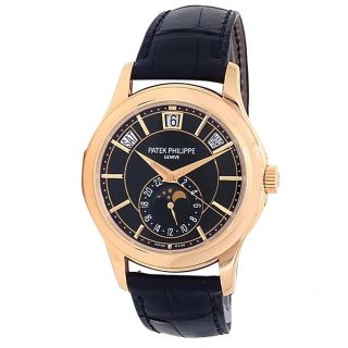Patek Philippe Complications Annual Calendar 18k Rose Gold Black Watch 5205r - 010