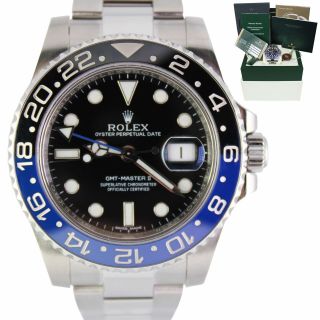 Rolex Gmt - Master Ii Batman Blue Black 40mm Steel Watch 116710b Full Set