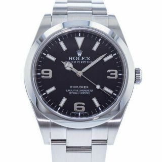 Rolex Explorer 214270 Mark 1 Black Dial Automatic Mens Watch 2012 Card 39mm