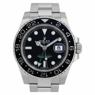Rolex Gmt - Master Ii Black Dial Green Hand Box & Papers