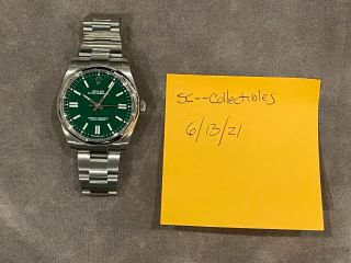 Lightly Worn Rolex Oyster Perpetual 41mm Green Dial 124300 Full Set