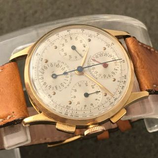 VINTAGE UNIVERSAL GENEVE DATO COMPAX CHRONOGRAPH REF 12495 SOLID GOLD 18K CASE 4