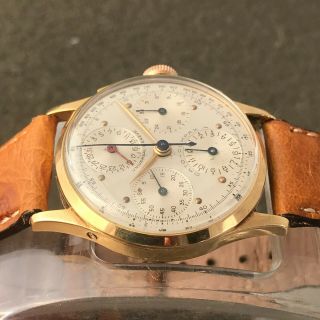 VINTAGE UNIVERSAL GENEVE DATO COMPAX CHRONOGRAPH REF 12495 SOLID GOLD 18K CASE 6