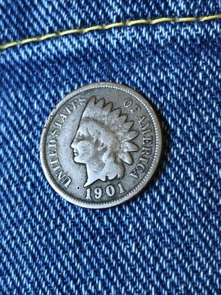 1901 - P Rare Very Old Antique Us Indian Head Penny Cent Fine - Very Fine Coin 338