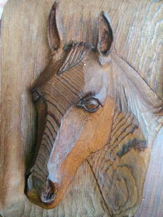 Vintage Wood Carving Bas Relief Horse 