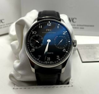 Iwc Portuguese 7 - Day Automatic,  42mm,  Stainless,  Black Leather Band