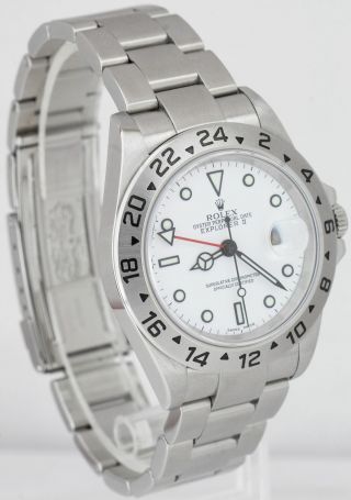 NO HOLES Rolex Explorer II Polar Steel White Z SERIAL 40mm GMT 16570 Watch BOX 3