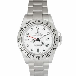 NO HOLES Rolex Explorer II Polar Steel White Z SERIAL 40mm GMT 16570 Watch BOX 6