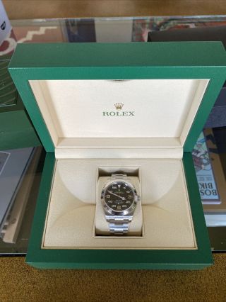 2021 Pre Owned Rolex Air King 116900 Black Dial Oyster Band Box Papers.  T