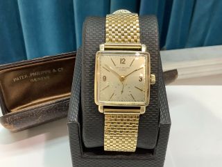 1950 Patek Philippe Ref.  1574 18k Y/gold W Brick Bracelet & Box