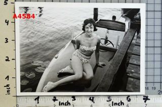 1950s Vintage Photo Young Woman In Bikini Swimsuit