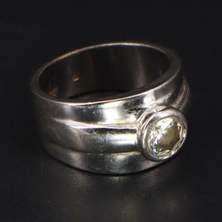 Vtg Sterling Silver - Signed Round - Cut Cz Cigar Band Ring Size 7.  25 - 8g