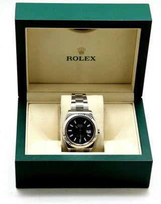 Rolex Datejust Ii 18kt White Gold And Stainless Steel Black Dial 41mm 116334 Men