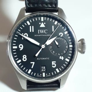 Iwc Big Pilot Steel Automatic 46 Mm Black Automatic Leather Watch Iw501001