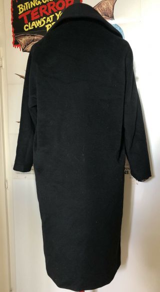 Vintage LILLI ANN 50s 60s Black Wool Swing Coat Striped Lining 3