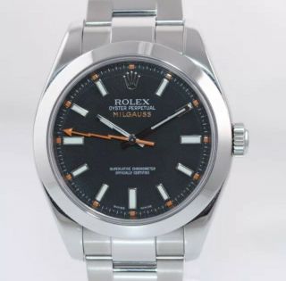 Rolex Milgauss 116400 Stainless Steel Black Dial 40mm Watch and Box 2