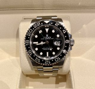 Rolex Gmt - Master Ii Black Ceramic Watch Ref M116710ln 100 Authentic W/card