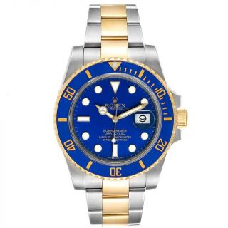 Rolex Submariner Steel 18K Yellow Gold Blue Dial Mens Watch 116613 2