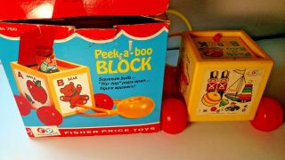 Vintage Fisher Price Peek A Boo Block No.  760 With Box 1970