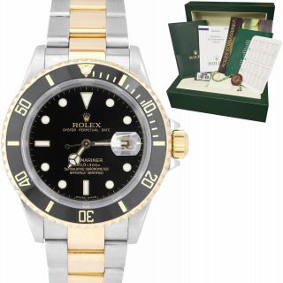 2007 Rolex Submariner Date Two - Tone Gold Black No - Holes Watch 16613 Full Set