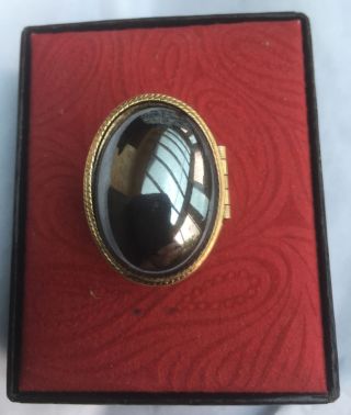Vintage Avon Perfume Scent Adjustable Poison Ring Gold Tone Hematite Size 8 - 9