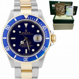 2007 Rolex Submariner Date No Holes Blue 18k Two - Tone Gold 40mm Watch 16613
