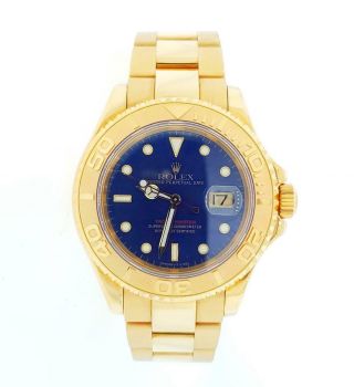 Rolex Yacht - Master 40mm 18k Yellow Gold Watch Blue Dial Box Papers Ref.  16628