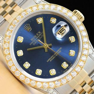 Rolex Mens Datejust 18k Yellow Gold Diamond & Steel Watch 16013,  2.  0 Ct Bezel