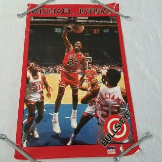 Vintage 1989 Starline Michael Jordan Bullseye Dunking Poster 34x22